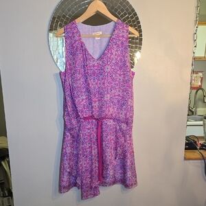 SUNDANCE Silk Abstract Flowy Leightweight Tiered Tie Waist Dress NWOT
